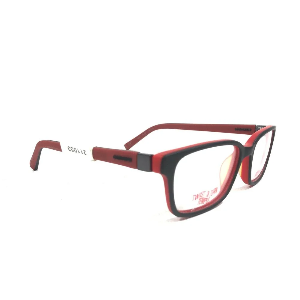 Converse Kids Eyeglasses Frames K020 BLACK Red Square Full Rim 48-16-130